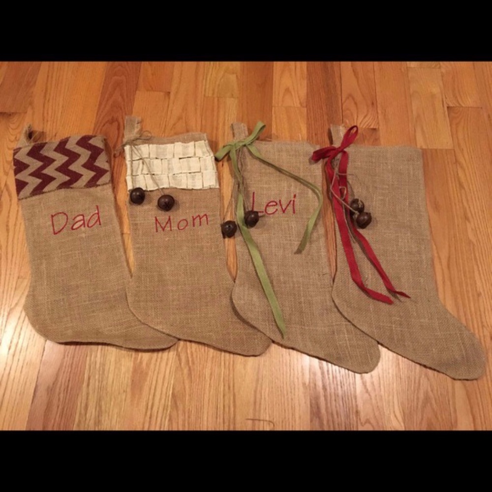 Levi/Mom/Dad/Blank Christmas burlap Stockings